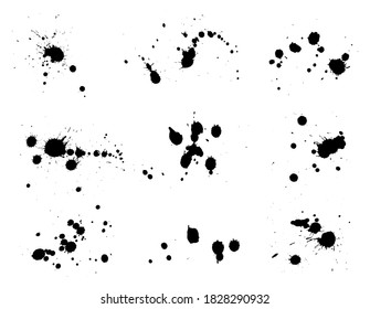 Vector black paint splashes collection