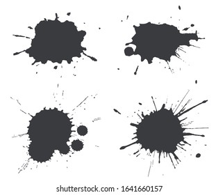 Vector black paint splatters. Paint splashes set.