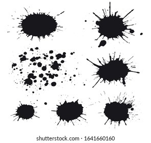 Vector black paint splatters. Paint splashes set.