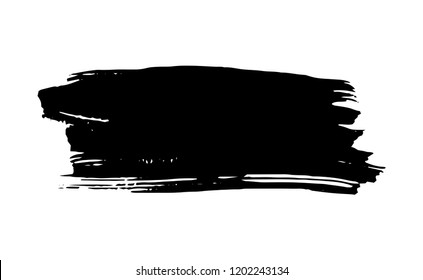 Vector black paint texture, ink brush stroke. Graphic artistic design element, box, frame or background for text.