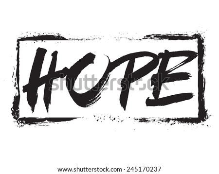 Vector black painted sign HOPE in frame. Icon and outline illustration.