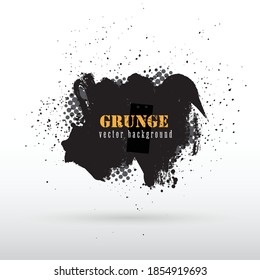 Pintura negra vectorial, trazo de pincel de tinta y semitono para fondo de banner.