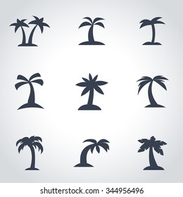 Vector black palm icon set.