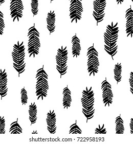 Vector black palm tree pattern seamless background wallpaper, textile, fabric