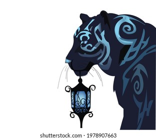 A vector of a black panther and a lamp