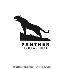 Vector black panther logo illustration. strong, black, power, wild,