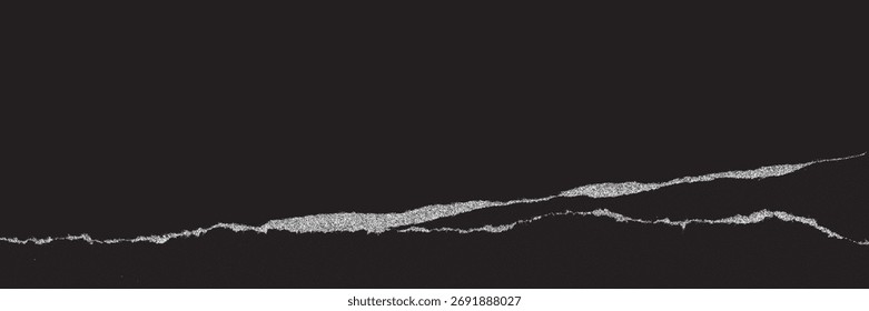 Banner de papel preto vetorial com bordas rasgadas e textura de meio-tom. Página de nota de sucata para colagem, modelo, design. Quadro de sobreposição moderno.