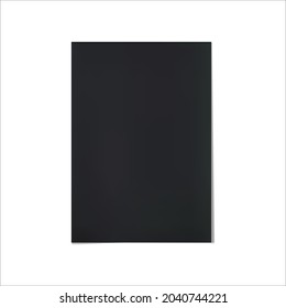 Vektorschwarz-Papier einzeln auf weißem Hintergrund, Schwarz-Kreativbuch-Textur, Aufkleber mit Schatten, Leere Angebotsrahmen-Vorlage.