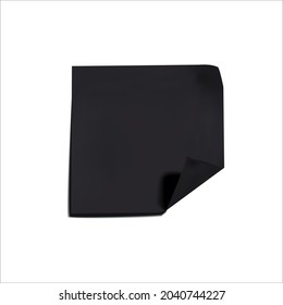 Papel negro vectorial aislado en fondo blanco, negro creativo textura de papel de cuaderno, pegatina con sombra, plantilla de marco de papel negro.