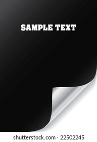 Vector black paper with realistic page curl. Copy space for image or text.