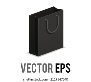 The vector black paper retail product string shopping gift bag icon with handle