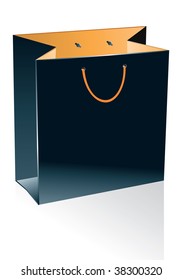 vector black paper shopping bag