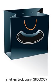vector black paper shopping bag