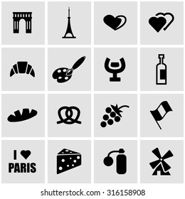 Vector black paris icon set