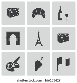 Vector Black Paris Icons Set