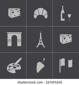 Vector black paris icons set