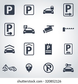 Vector Black Parking Icon Set.