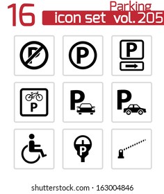 Vector black parking icons set