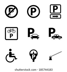 Vector black parking icons set on white background