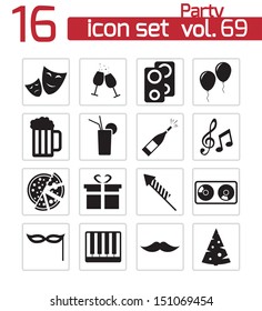 Vector black party icons set