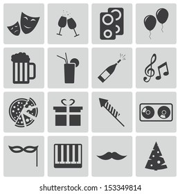 Vector black  party icons set