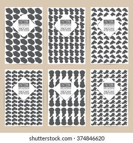vector black pattern set of Vintage background banner retro brochures templates cards six frames design Scribbled lines rectangles circles stars rotate stretch on gray backgrounds