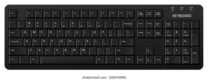 векторная черная клавиатура ПК, клавиатура очень полезный инструмент для персонального компьютера, необходимо писать слова