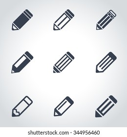 Vector black pencil icon set.