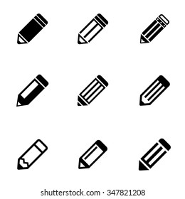 Vector black pencil icon set.