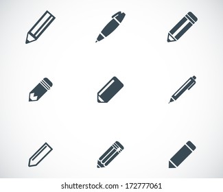 Vector black pencil icons set on white background
