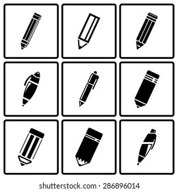Vector black pensil icons set