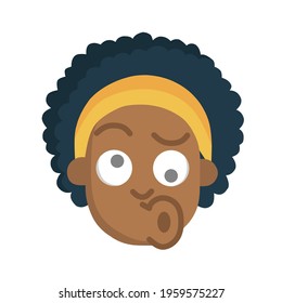 vector of black people with cute faces, curly hair, black is beautiful. on a white background.