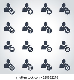 Vector black people icon set. 