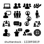 vector black people icons set on gray