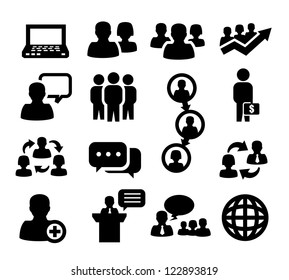 vector black people icons set on gray