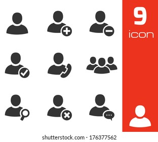 Vector black people icons set on white background