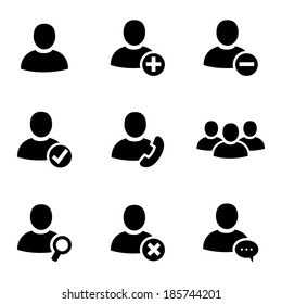 Vector black people icons set on white background