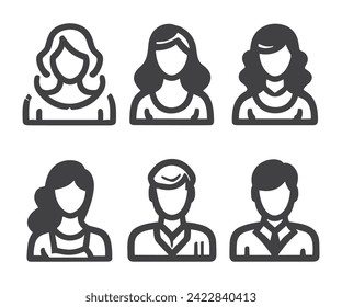 vector black people icons set on white