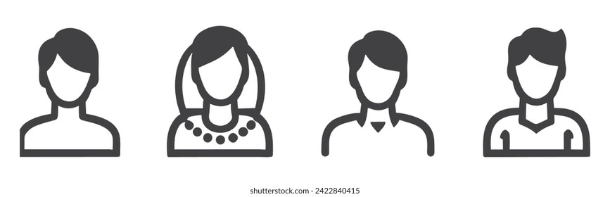 vector black people icons set on white