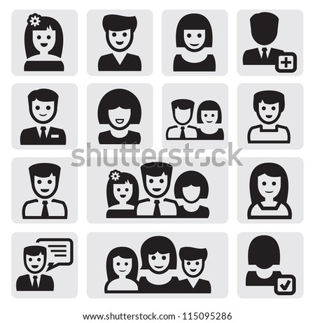 Vector Black People Icons Set On Stock Vector (Royalty Free) 115095286