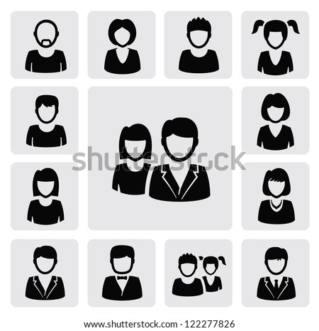 Vector Black People Icons Set On Stock Vector (Royalty Free) 122277826