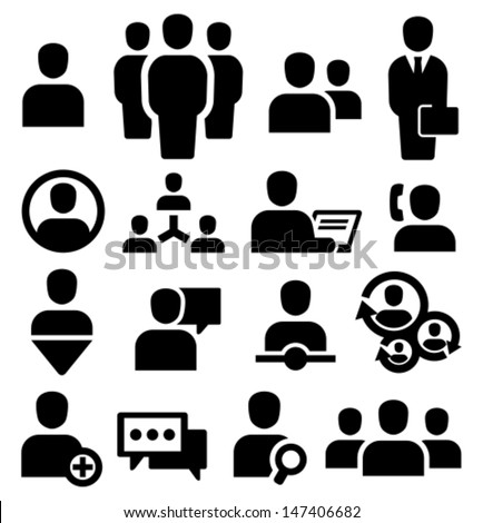 Vector Black People Icons Set Stock Vector (Royalty Free) 147406682