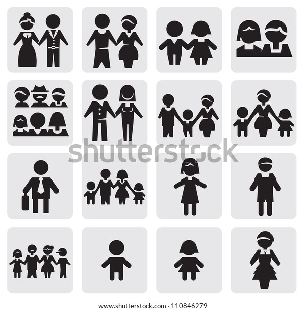 Vector Black People Icons Set On Stock Vector (Royalty Free) 110846279
