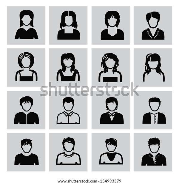 Vector Black People Icons Set On Stock Vector (Royalty Free) 154993379
