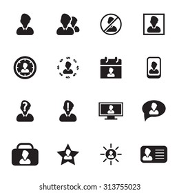 Vector black people, web icon set on white background
