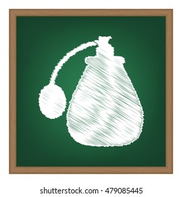 Vector black perfume icon set. Perfume Icon Object, Perfume Icon Picture. White chalk effect on green school board.