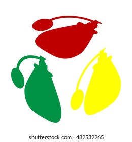 Vector black perfume icon set. Perfume Icon Object, Perfume Icon Picture. Isometric style of red, green and yellow icon.