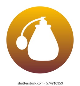 Vector black perfume icon set. Perfume Icon Object, Perfume Icon Picture. White icon in circle with golden gradient as background. Isolated.