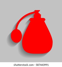 Vector black perfume icon set. Perfume Icon Object, Perfume Icon Picture. Vector. Red icon with soft shadow on gray background.