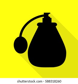 Vector black perfume icon set. Perfume Icon Object, Perfume Icon Picture. Black icon with flat style shadow path on yellow background.